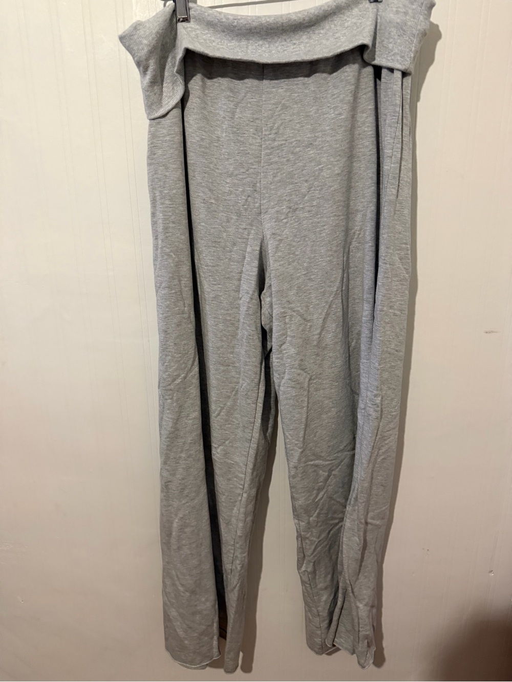 Aerie Light Gray Wide Leg Lounge Pants Foldover waist band XL